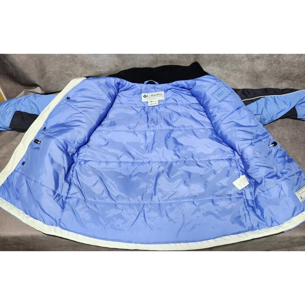girls COLUMBIA winter Hooded Jacket TECTONITE Blue/Gray ripstop Ski size L 10/12